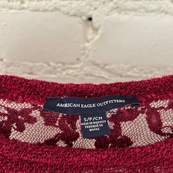 American Eagle Burgundy Lace Sweater 
Size: Small 
EUC (Like New) - Picture 7 of 7